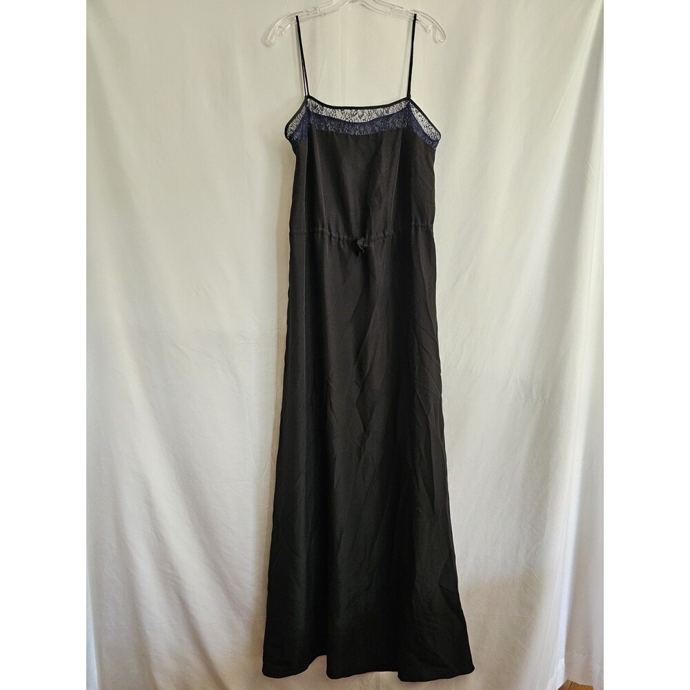 Vasia Black Lace Trim Spaghetti Strap Maxi Dress Womens Large Sleeveless